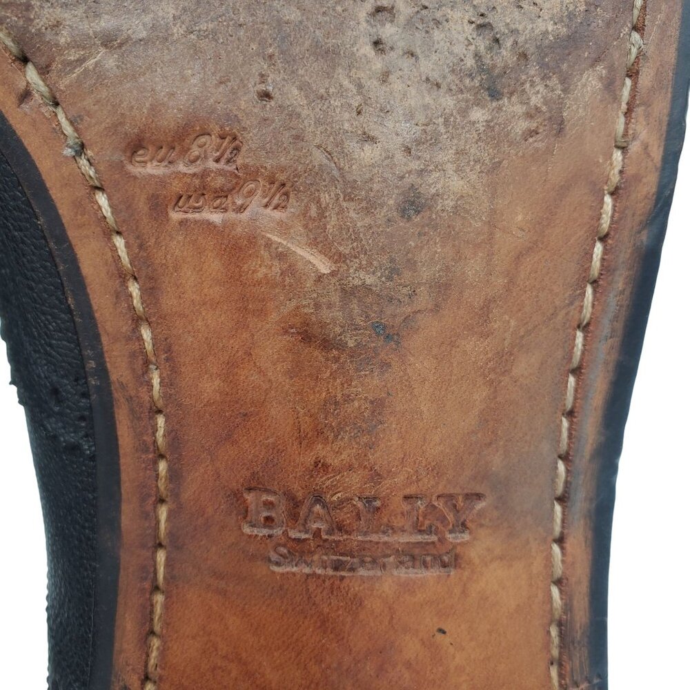 Vintage Bally Switzerland Dress Shoes Men size 9.5 Black Leather Wingtip Oxfords - Picture 14 of 14